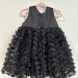 Elegant Black Ruffled Kids Formal Dress